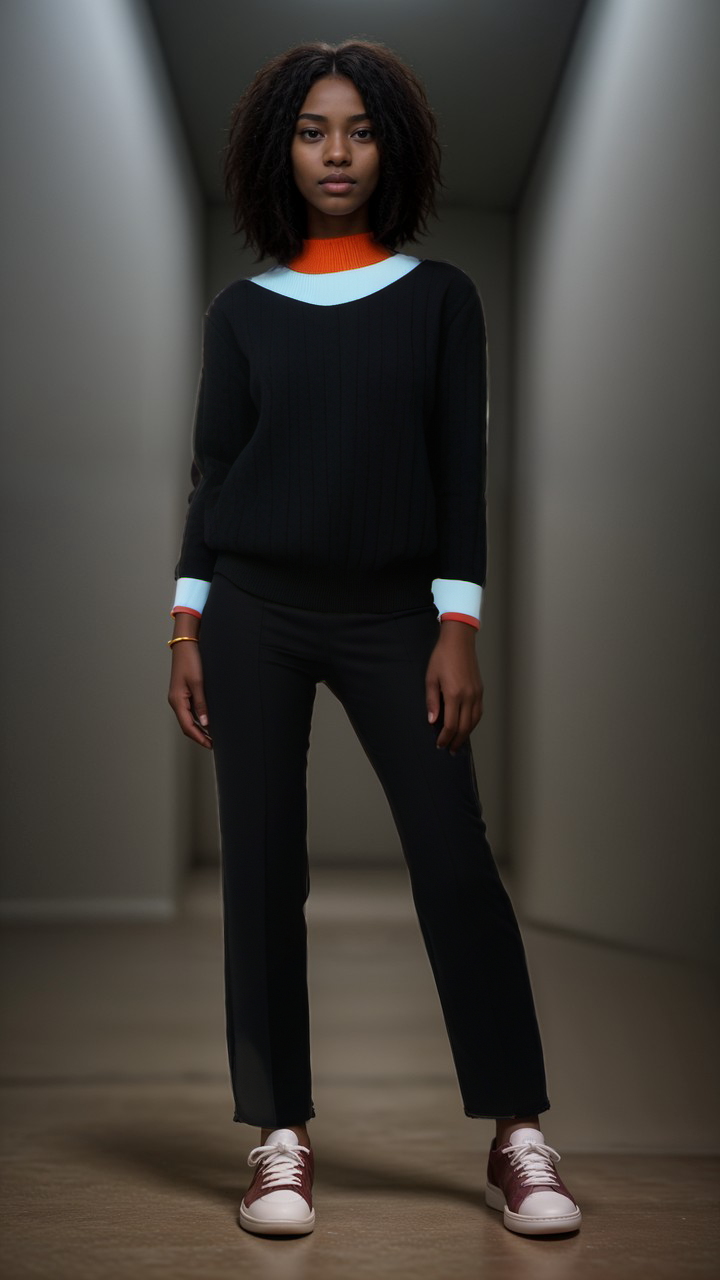 Rib Detail Knit Mock Neck Sweater