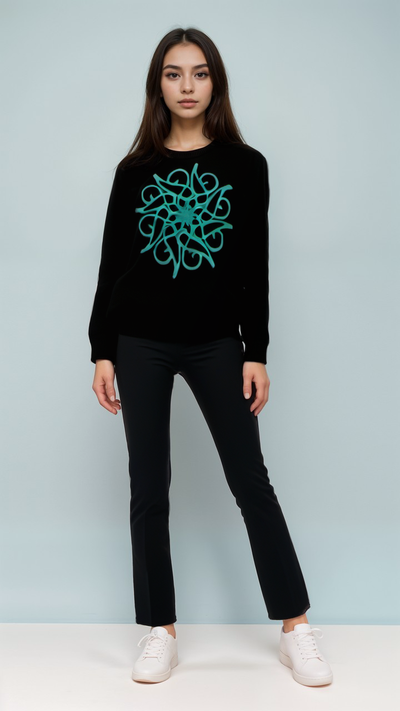 Emblem Sweater Black, black emblem logo sweater, men’s black emblem sweater, black crest pullover