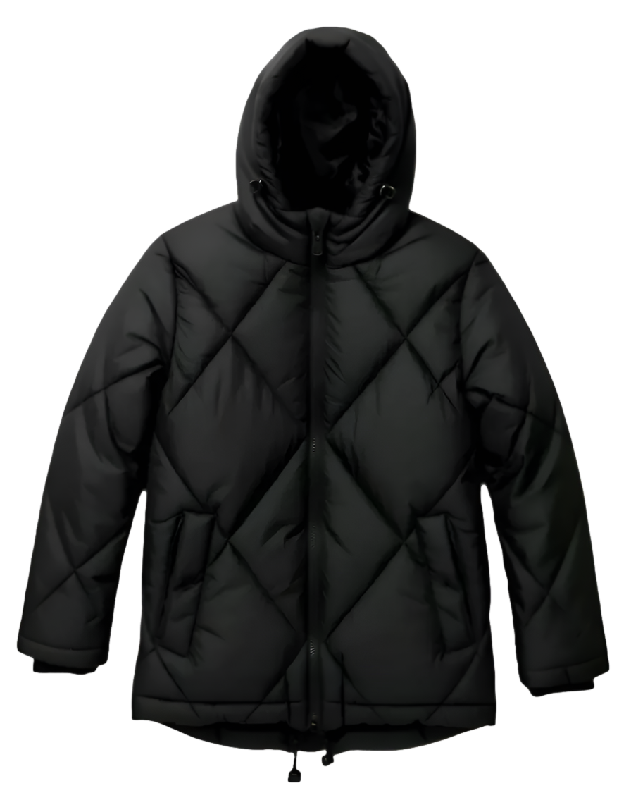 Quilted Black Fur lined Winter Jacket