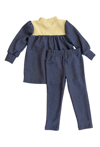 Charcoal and Winter Yellow Colorblock Baby Girl set,  charcoal baby girl outfit, winter yellow baby girl clothes, colorblock baby girl set
