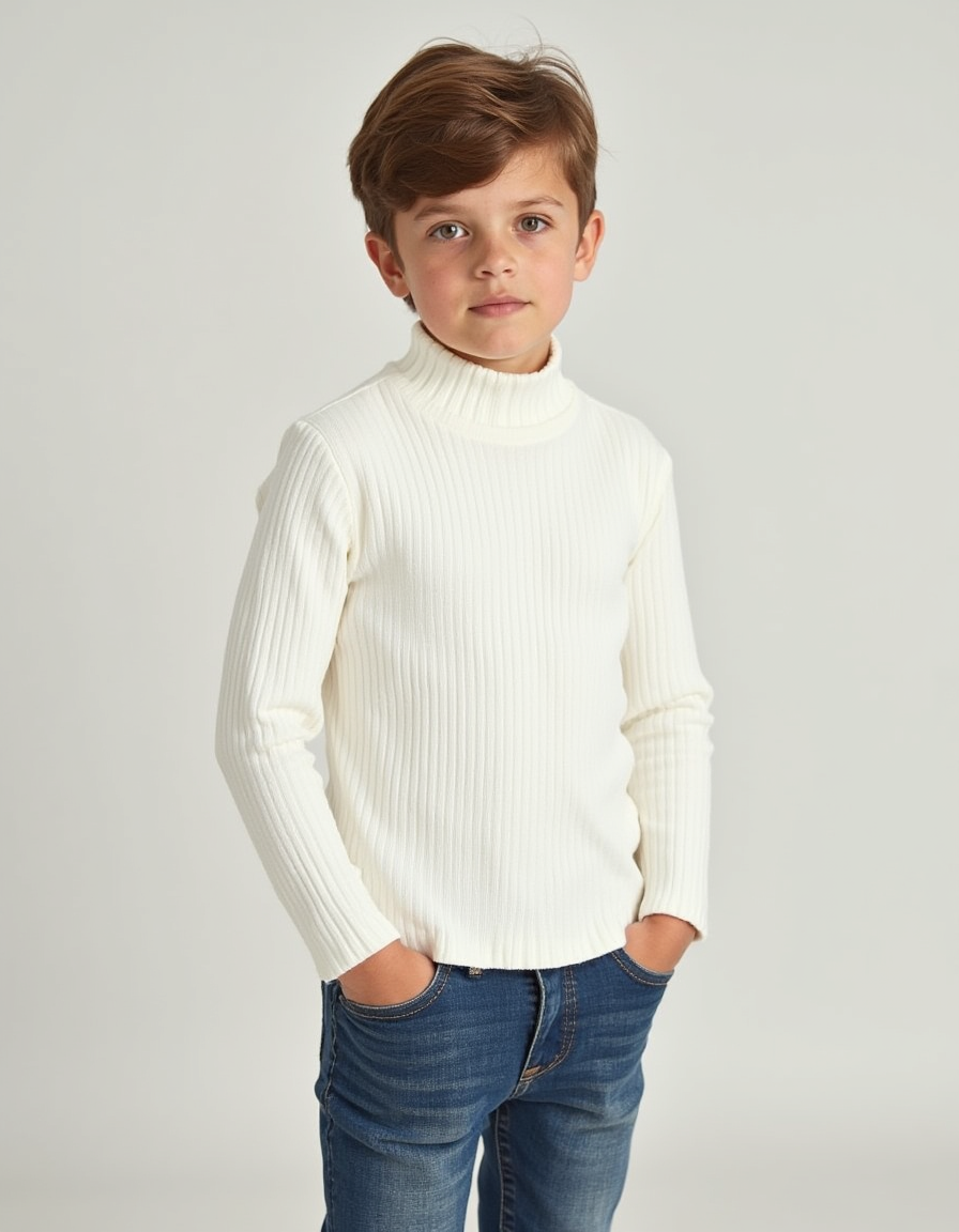 Long Sleeve Ribbed Knit Cotton Mock neck top