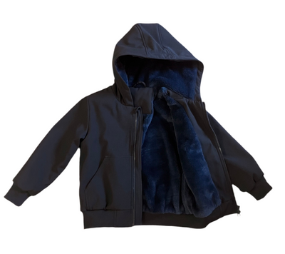 Fur Lined Hoodie Navy Inside