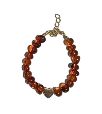 Gold Heart Baby Amber bracelet