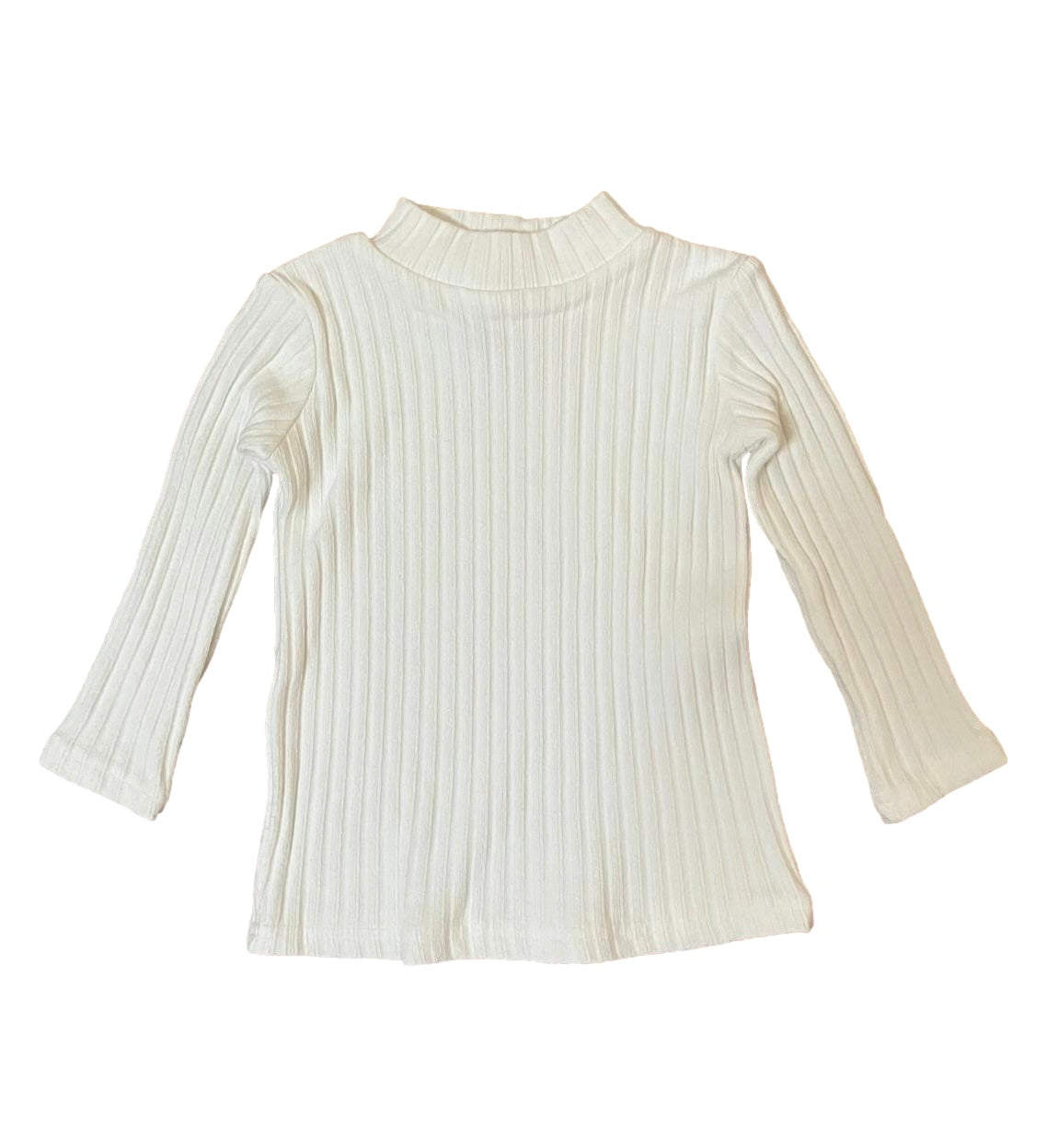 Long Sleeve Ribbed Knit Cotton Mock neck top