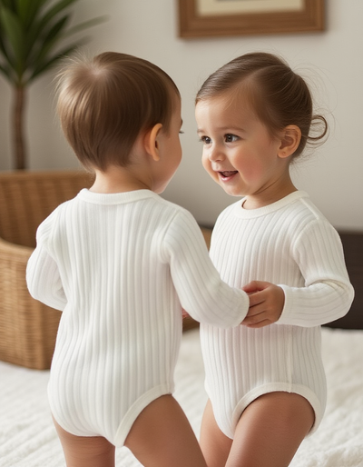 Long Sleeve Knit Rib Baby Dressy Bodysuit Crew Neck