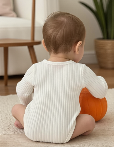 Long Sleeve Knit Rib Baby Dressy Bodysuit Crew Neck
