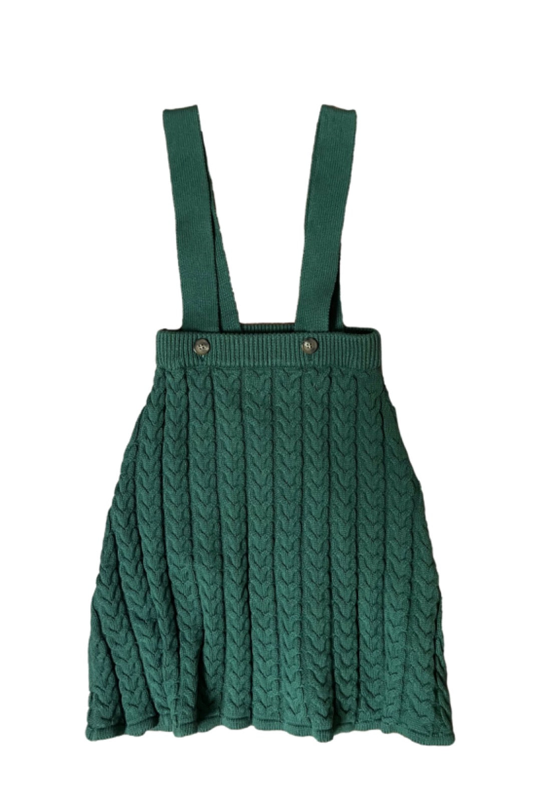 Cable Knit Hunter Green Skirt with Suspenders