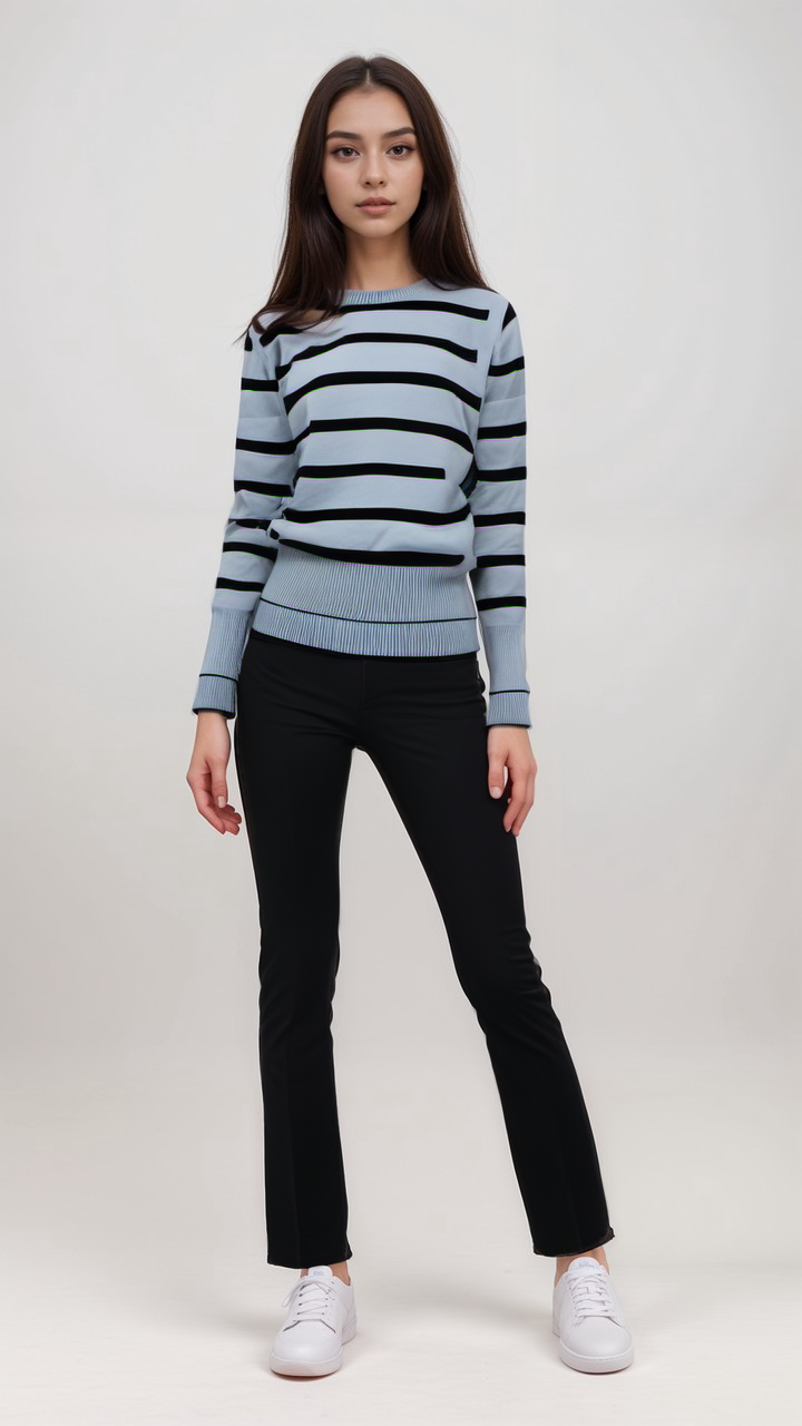 Striped knit top, women’s striped knit top, casual striped sweater top, long sleeve striped knit