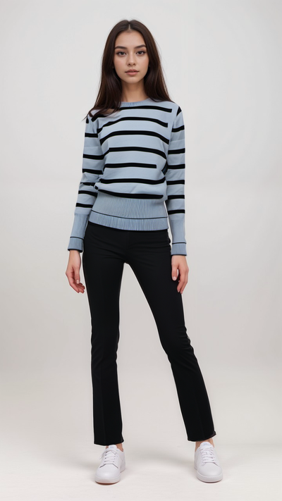 Striped knit top, women’s striped knit top, casual striped sweater top, long sleeve striped knit