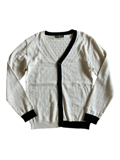 Pointelle cardigan v-neck top