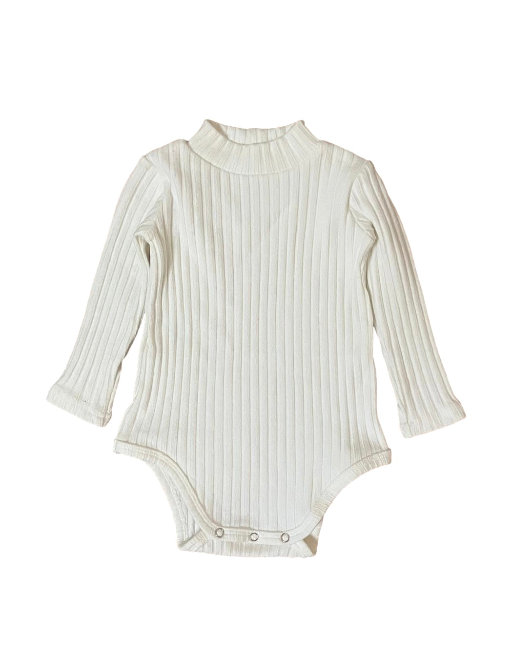 Long Sleeve Rib Knit Baby Mock Neck Cotton Bodysuit