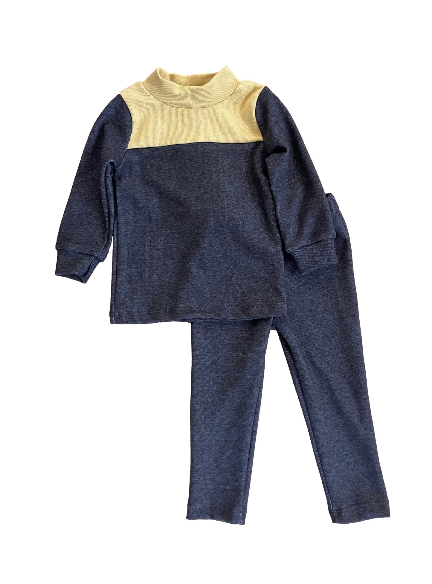 Charcoal and Winter Yellow Colorblock Baby Boy Set