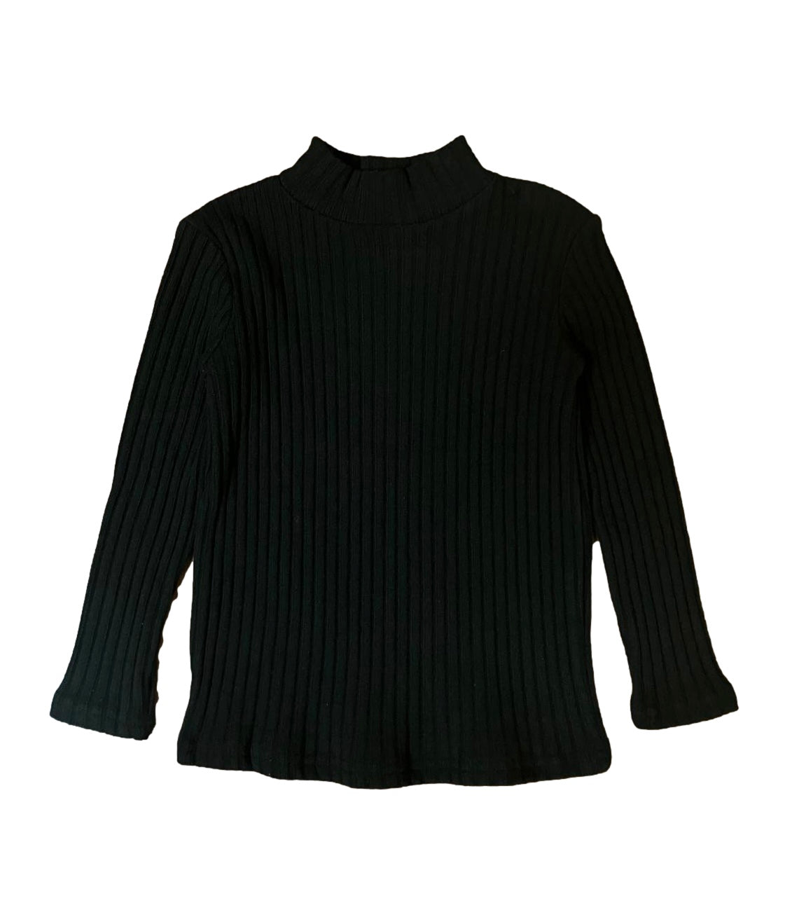 Long Sleeve Ribbed Knit Cotton Mock neck top