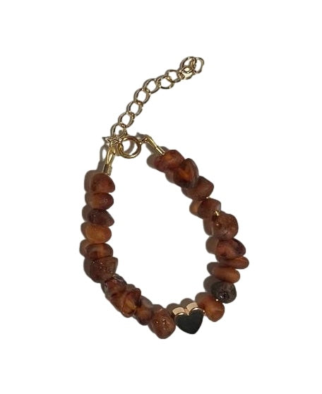 Gold Heart Baby Amber bracelet