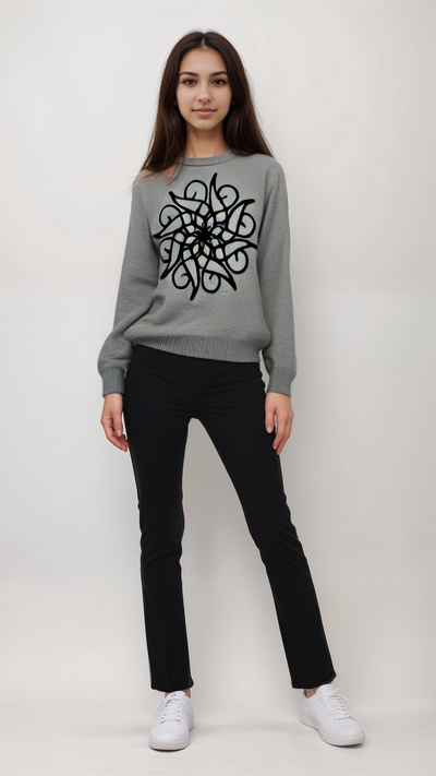 Center Emblem Knit Sweater, center logo knit sweater, center logo knit sweater, men’s emblem knit pullover, center crest sweater