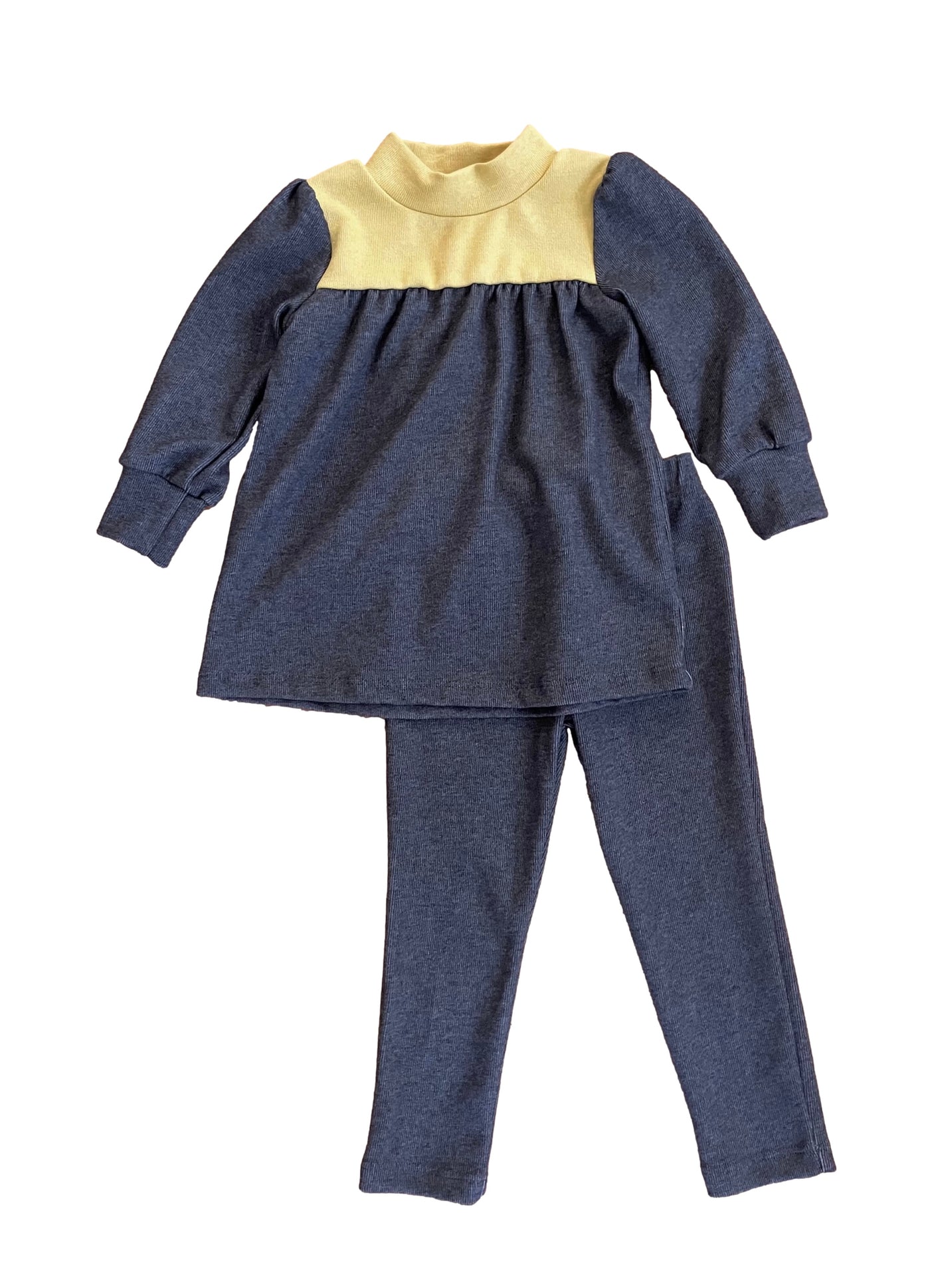 Charcoal and Winter Yellow Colorblock Baby Girl set,  charcoal baby girl outfit, winter yellow baby girl clothes, colorblock baby girl set