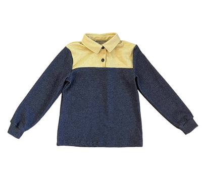 Charcoal and Winter Yellow Colorblock Collar Shirt, charcoal colorblock collar shirt, winter yellow button-up shirt, colorblock collared shirt