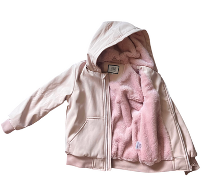 Fur Lined Hoodie Jacket Pink