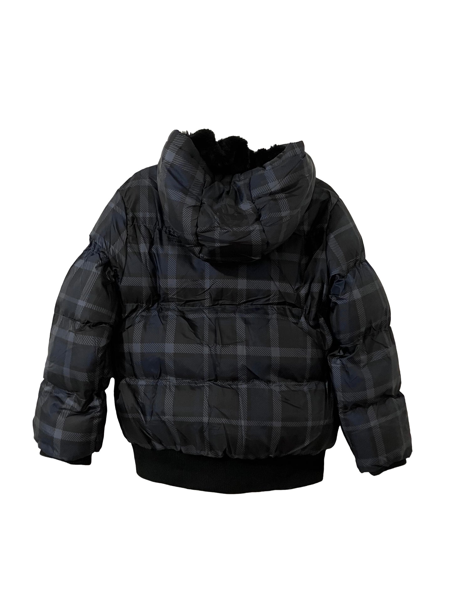 Navy/Grey Warm Plaid Kids Winter Coat