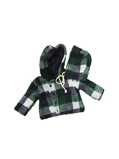 Sherpa Checked Baby Jacket And Blanket Set