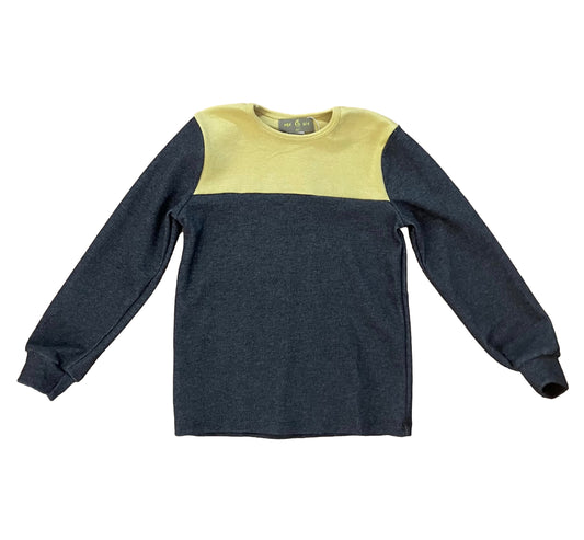 Charcoal and Winter Yellow Colorblock Crewneck Top