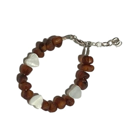 Pearl Hearts Baby Amber Bracelet