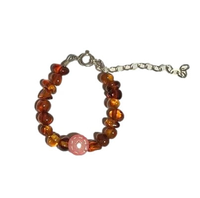 Pink Rose Baby Amber Bracelet