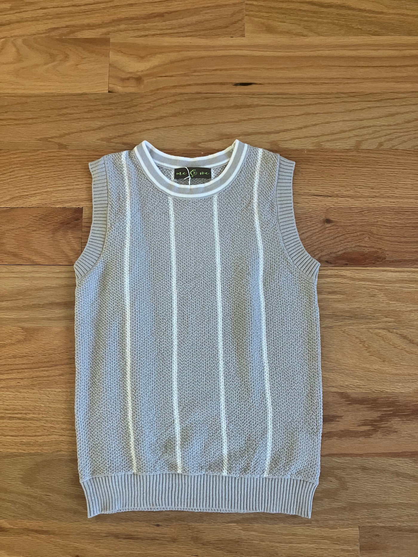 Grey Knit Striped Vest