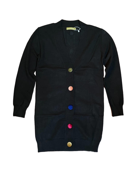 knit Cardigan with Multi Color Velvet Buttons