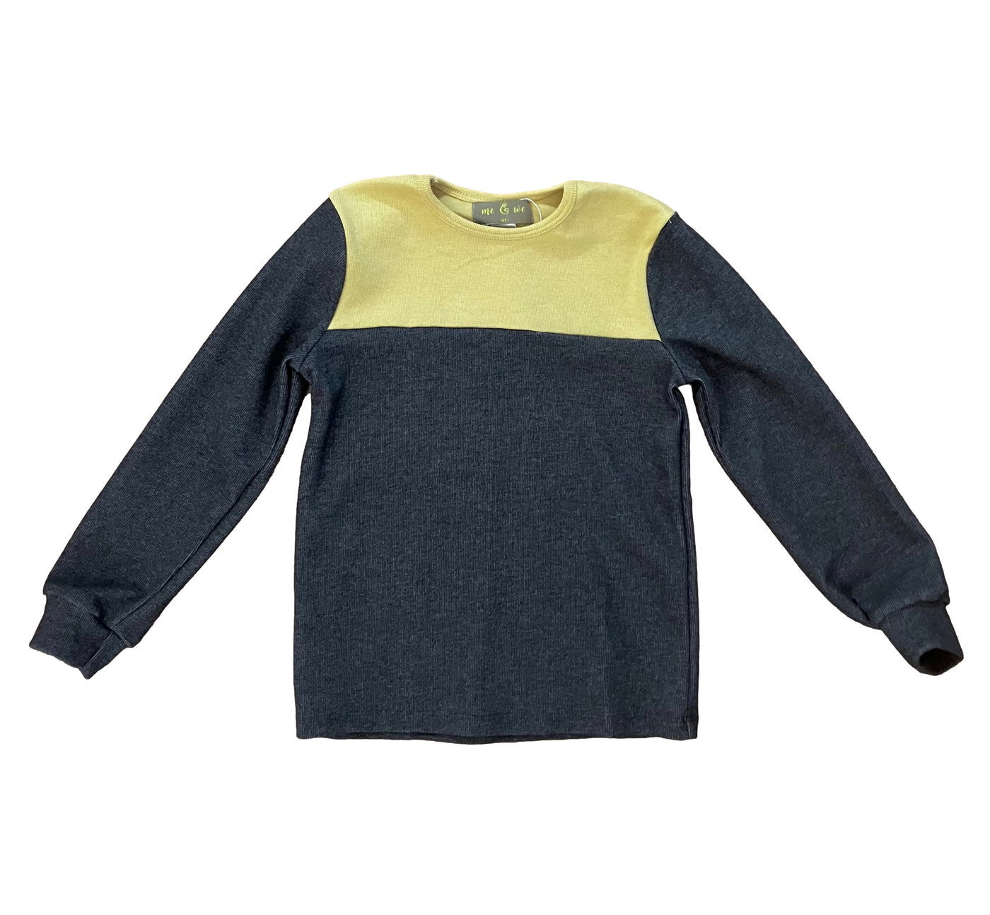 Charcoal and Winter Yellow Colorblock Baby Girl set,  charcoal baby girl outfit, winter yellow baby girl clothes, colorblock baby girl set