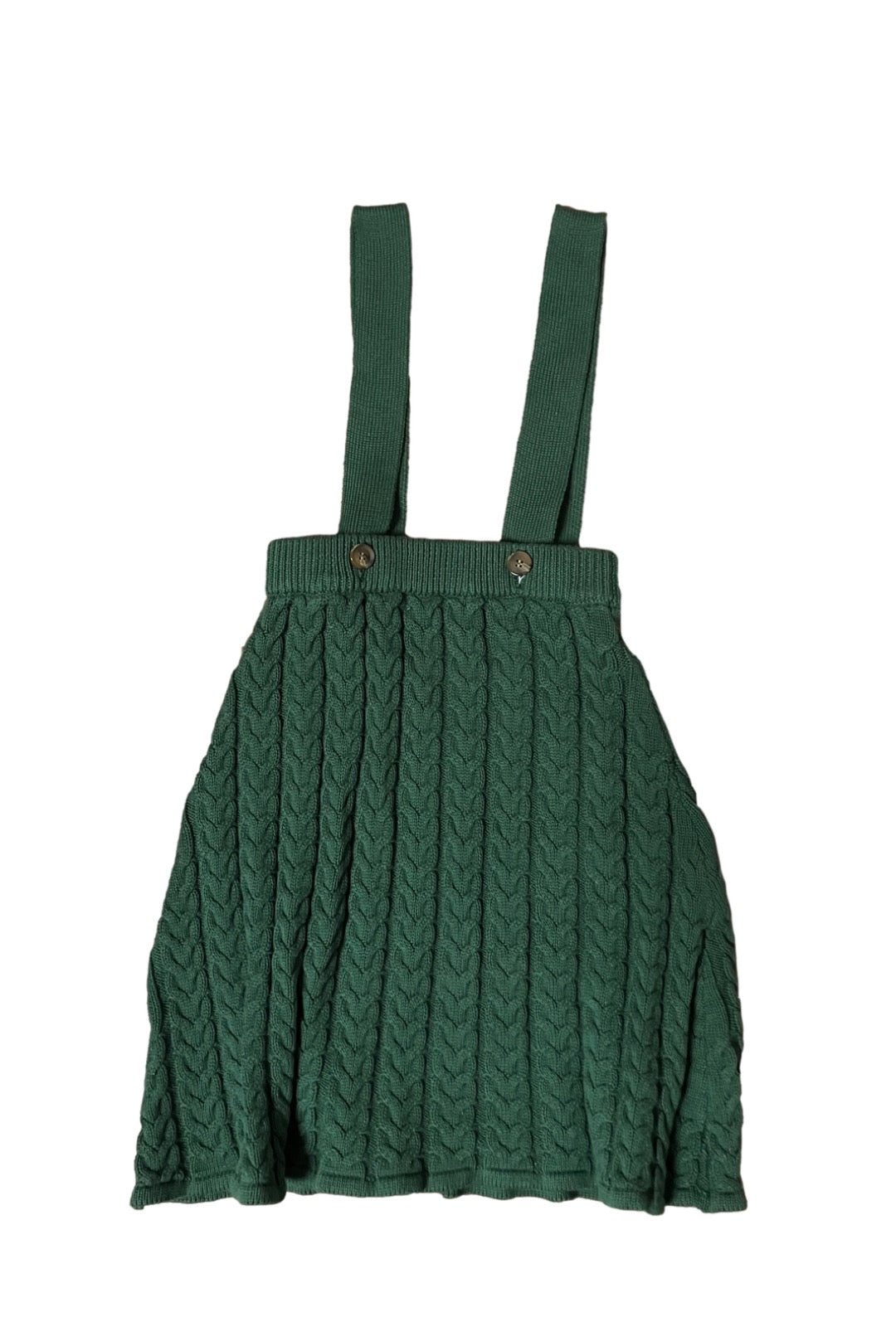 Cable Knit Hunter Green Skirt with Suspenders